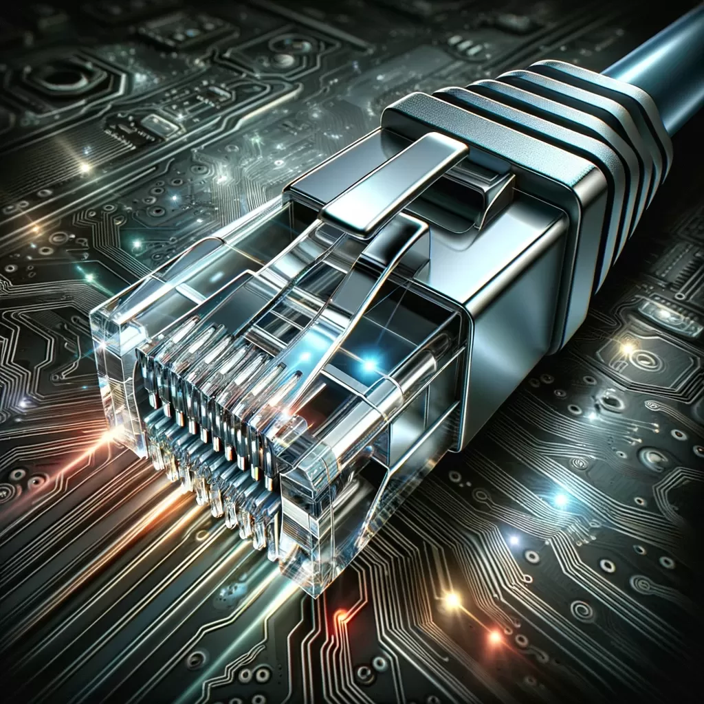 An-image-of-an-RJ45-connector-commonly-used-for-networking-and-data-communication-reimagined-in-a-futuristic-style-suitable-for-an-advertising-car-wrap An-image-of-an-RJ45-connector-commonly-used-for-networking-and-data-communication-reimagined-in-a-futuristic-style-suitable-for-an-advertising-car-wrap